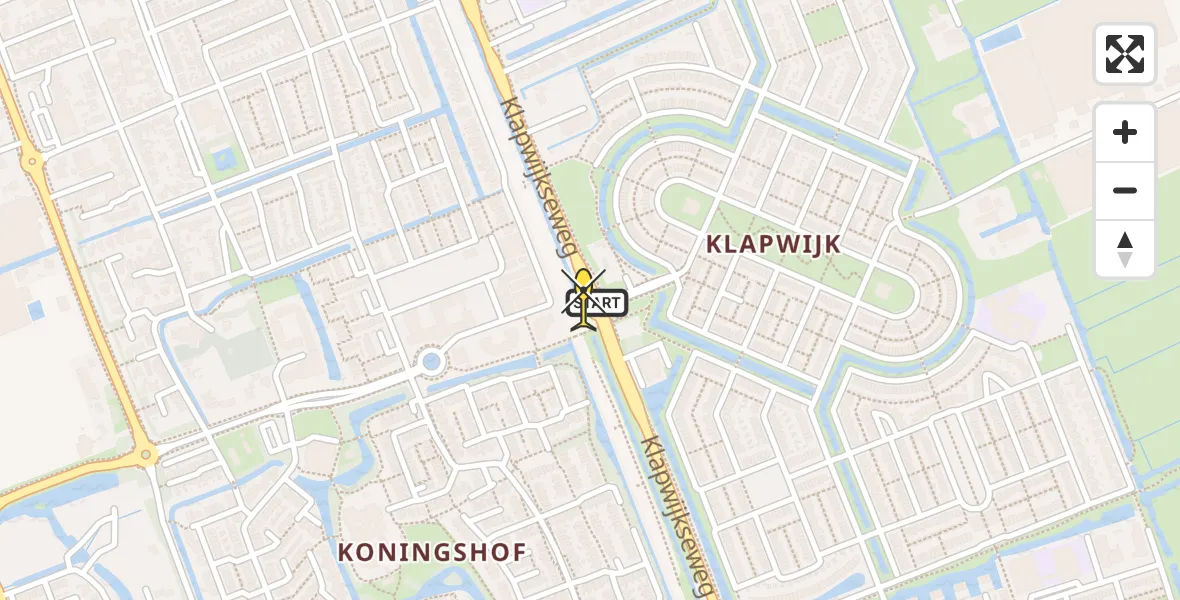 Routekaart van de vlucht: Lifeliner 2 naar Pijnacker, Klapwijkseweg