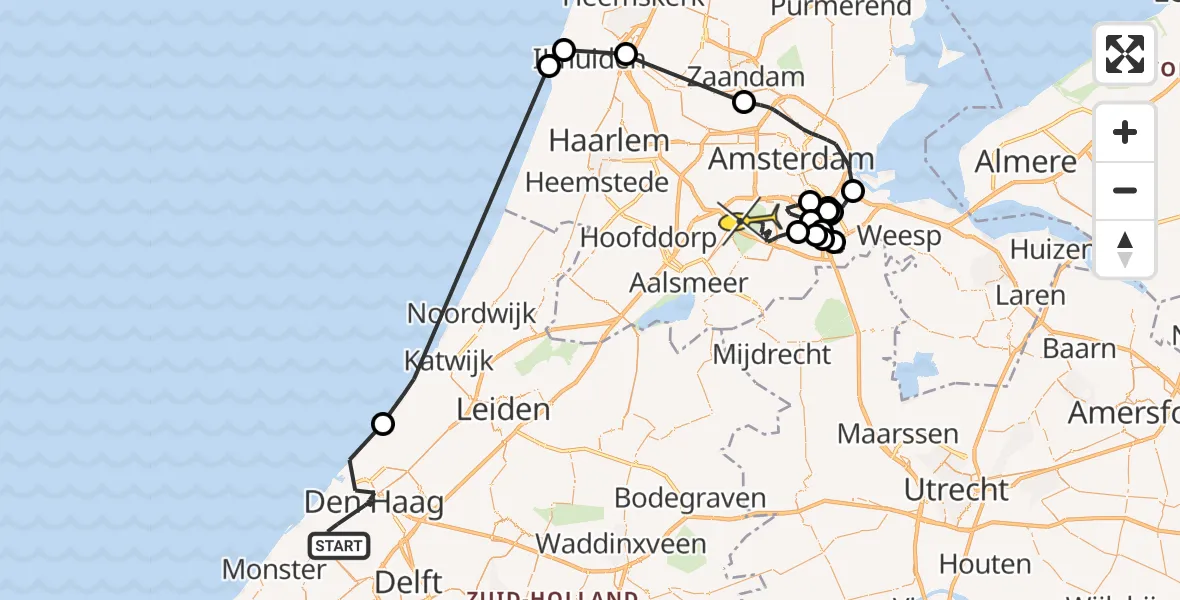 Routekaart van de vlucht: Politiehelikopter naar Amstelveen, Sportzicht