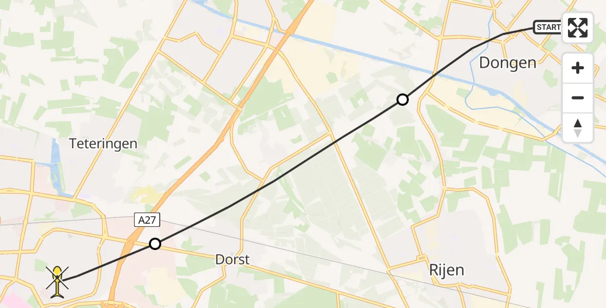 Routekaart van de vlucht: Lifeliner 2 naar Breda, Beneluxlaan
