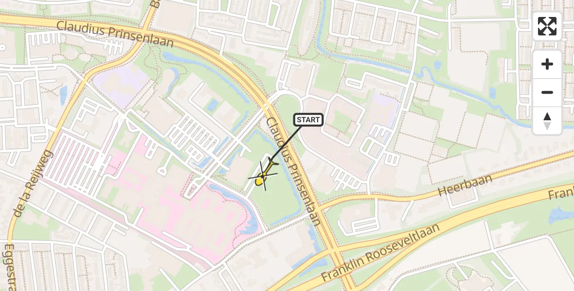 Routekaart van de vlucht: Lifeliner 2 naar Breda, Claudius Prinsenlaan