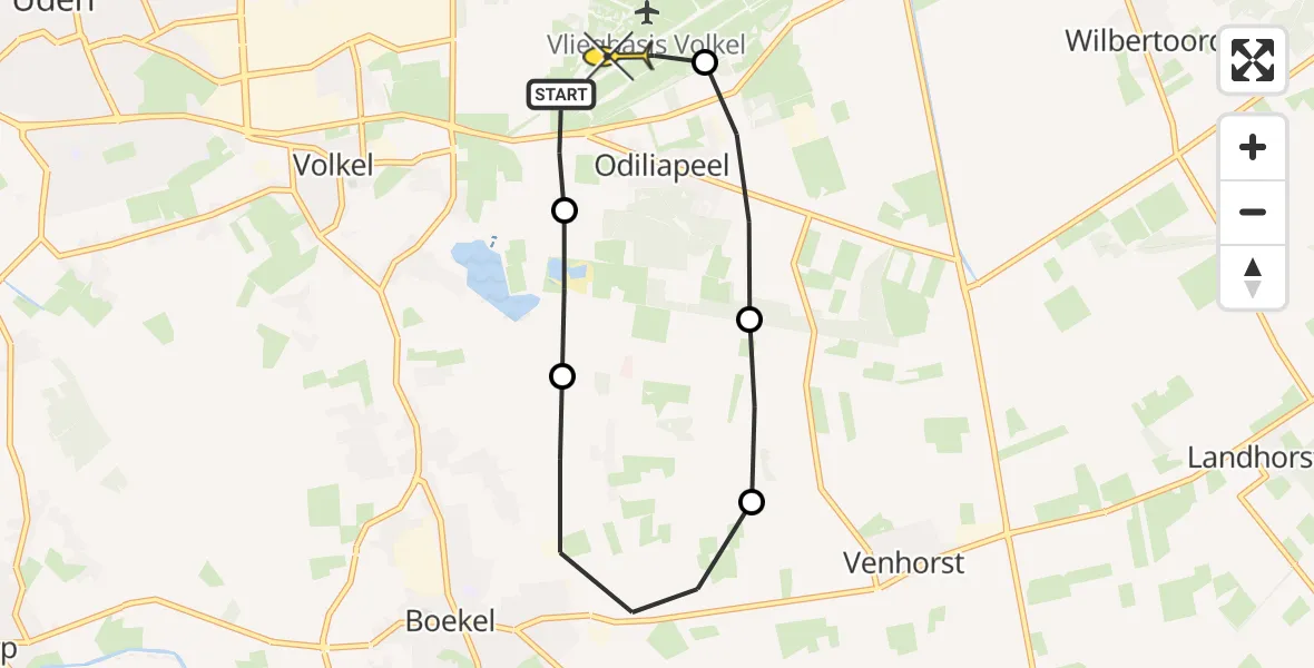 Routekaart van de vlucht: Lifeliner 3 naar Vliegbasis Volkel, Vogelstraat