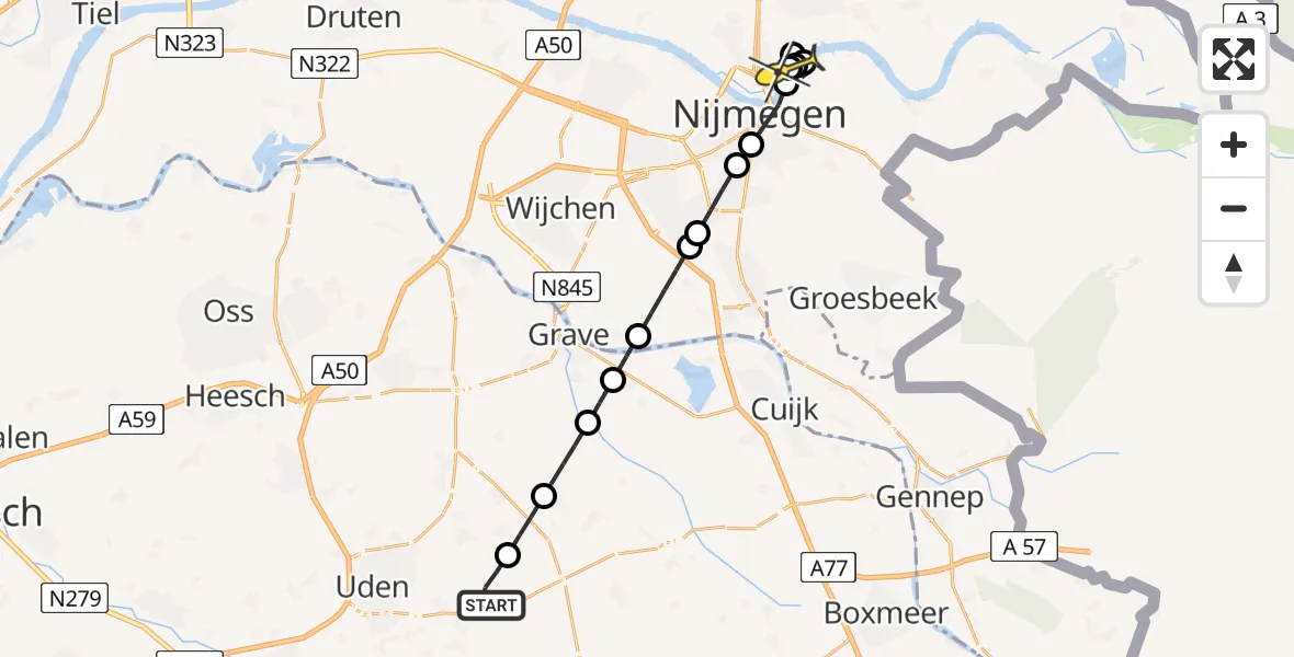 Routekaart van de vlucht: Lifeliner 3 naar Lent, Zeelandsedijk