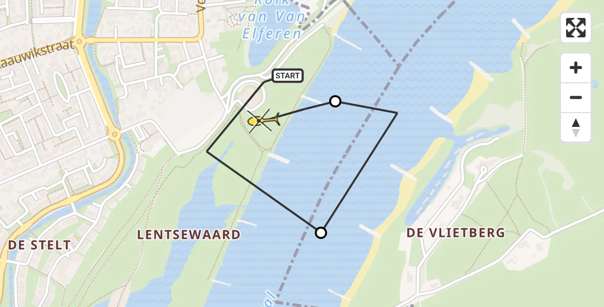 Routekaart van de vlucht: Lifeliner 3 naar Lent, Vlietberg