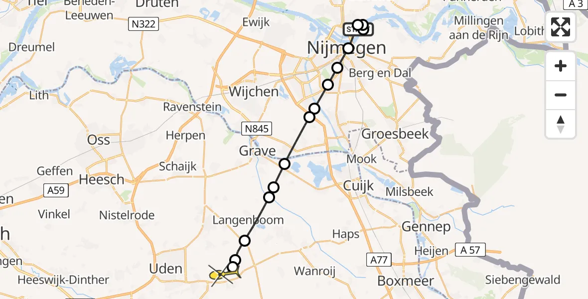 Routekaart van de vlucht: Lifeliner 3 naar Vliegbasis Volkel, Vlietberg