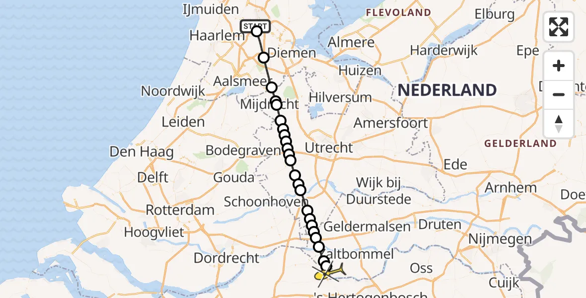 Routekaart van de vlucht: Lifeliner 1 naar Wijk en Aalburg, Maltaweg