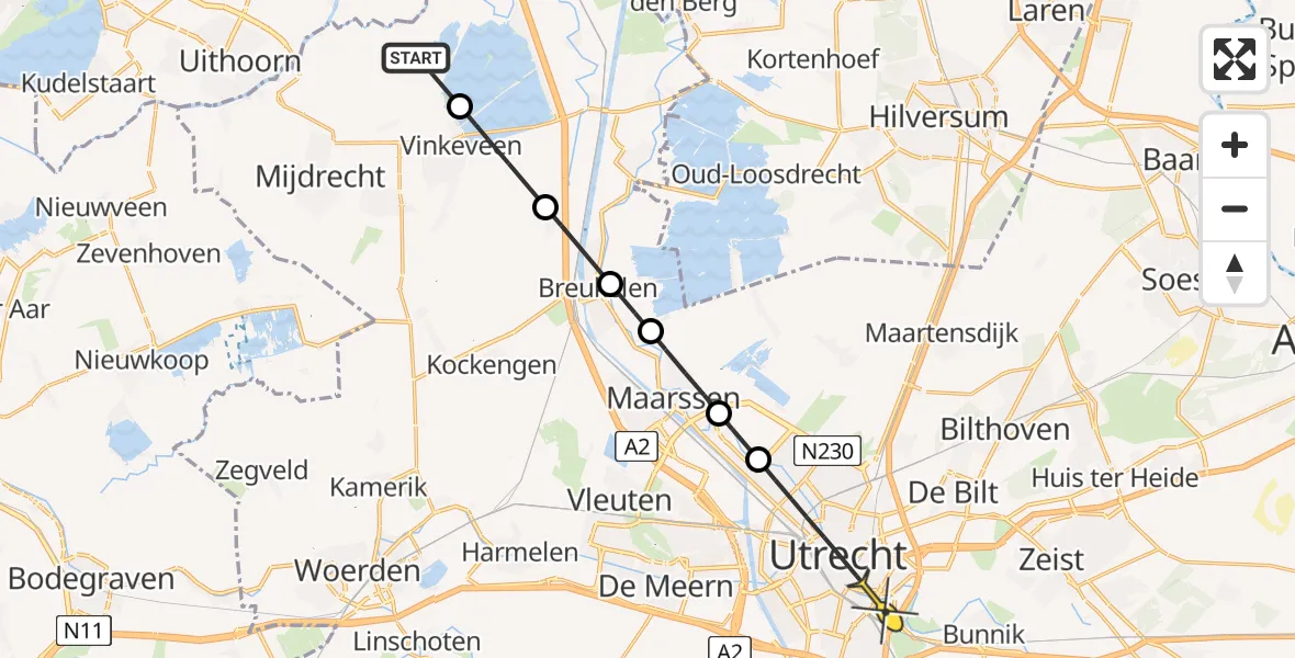 Routekaart van de vlucht: Politiehelikopter naar Utrecht, Herenweg