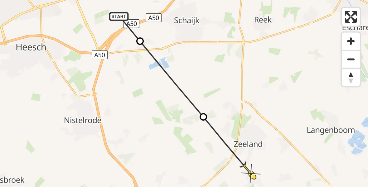 Routekaart van de vlucht: Politiehelikopter naar Zeeland, Eikenlaan