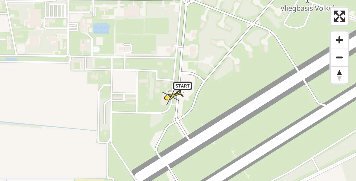 Routekaart van de vlucht: Politieheli naar Vliegbasis Volkel, Zeelandsedijk