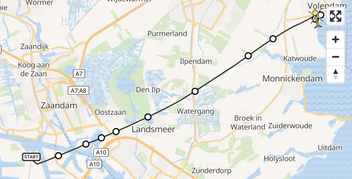 Routekaart van de vlucht: Lifeliner 1 naar Katwoude, Kajuitpad