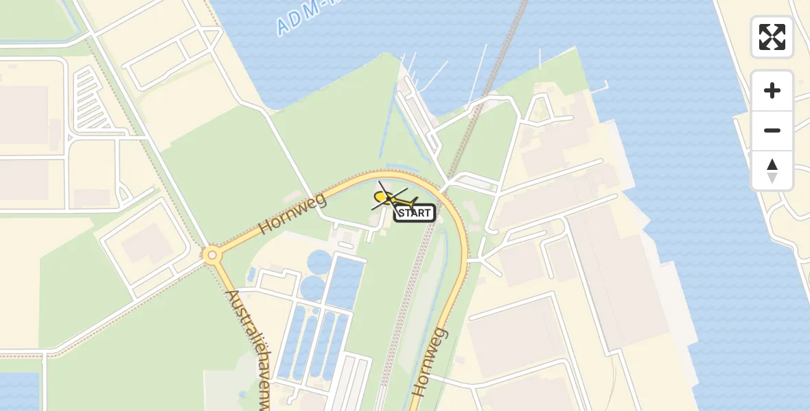 Routekaart van de vlucht: Lifeliner 1 naar Amsterdam Heliport, Hornweg
