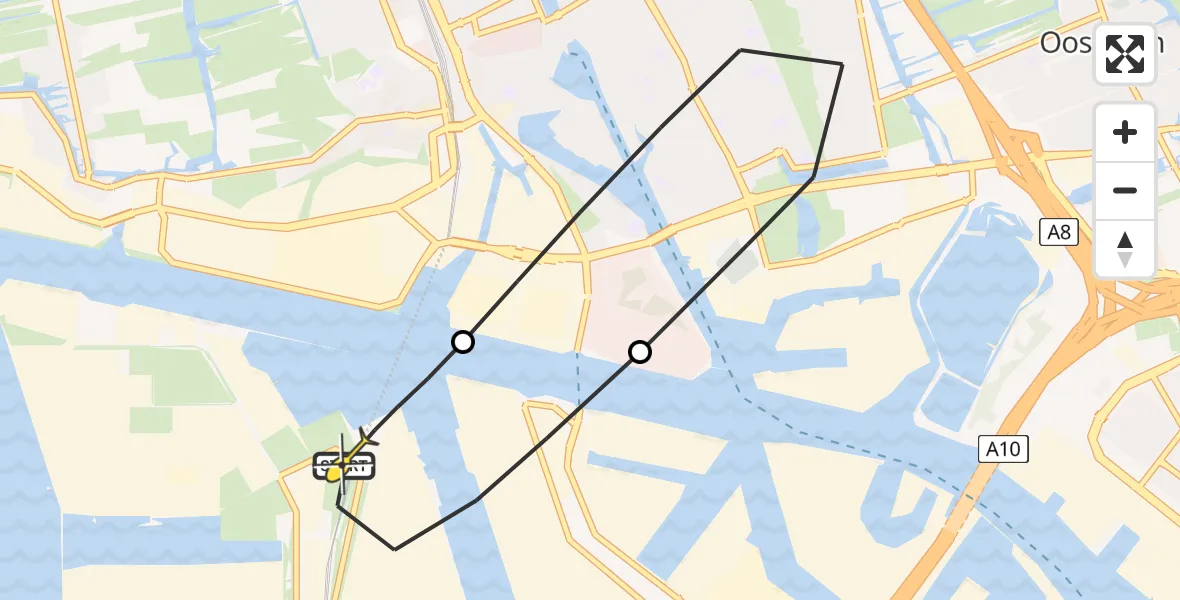 Routekaart van de vlucht: Lifeliner 1 naar Amsterdam Heliport, Westhavenweg