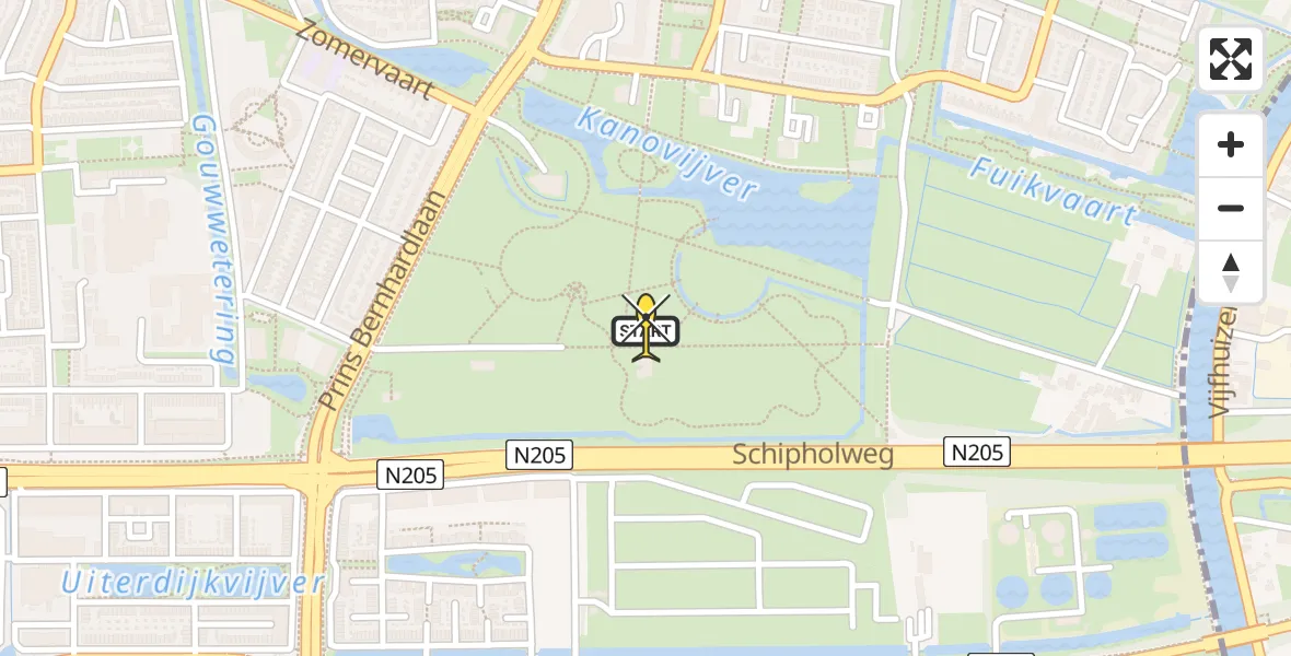 Routekaart van de vlucht: Lifeliner 1 naar Haarlem, Fuiklaantje