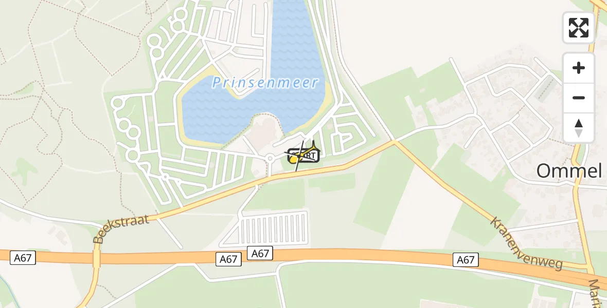 Routekaart van de vlucht: Lifeliner 3 naar Ommel, Beekstraat