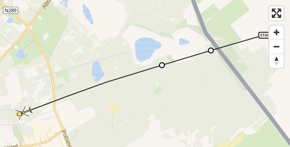 Routekaart van de vlucht: Politieheli naar Ossendrecht, Groote Meer