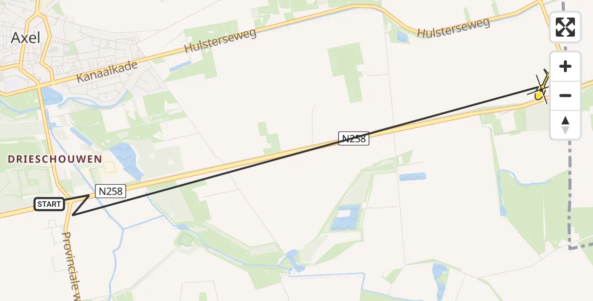 Routekaart van de vlucht: Politiehelikopter naar Axel, Langeweg