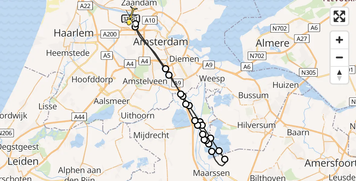 Routekaart van de vlucht: Lifeliner 1 naar Amsterdam Heliport, Naritaweg