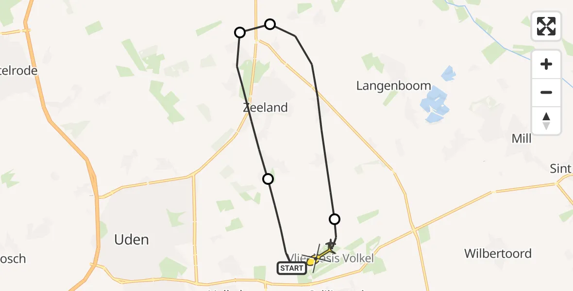Routekaart van de vlucht: Lifeliner 3 naar Vliegbasis Volkel, Rusven