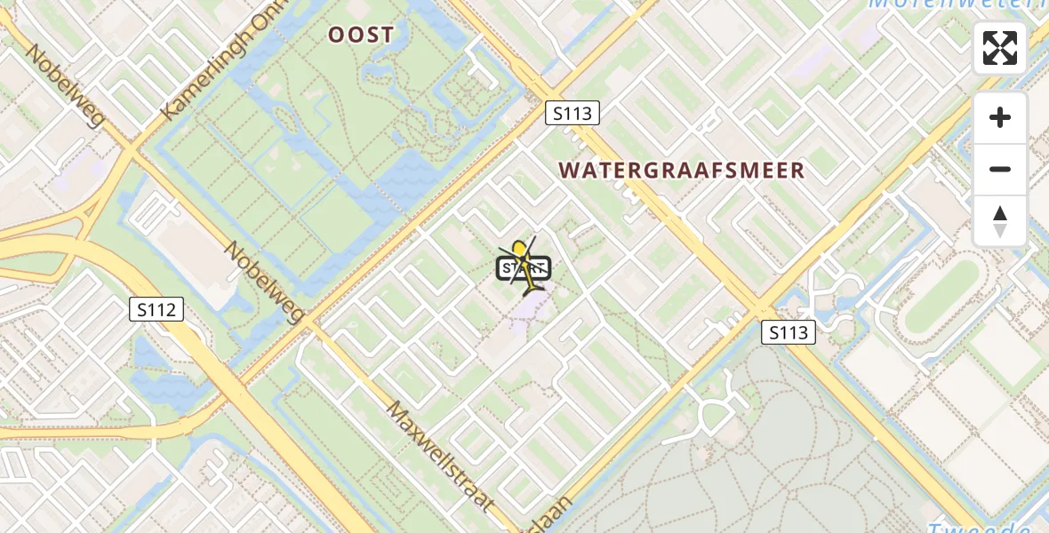 Routekaart van de vlucht: Lifeliner 1 naar Amsterdam, Lorentzlaan