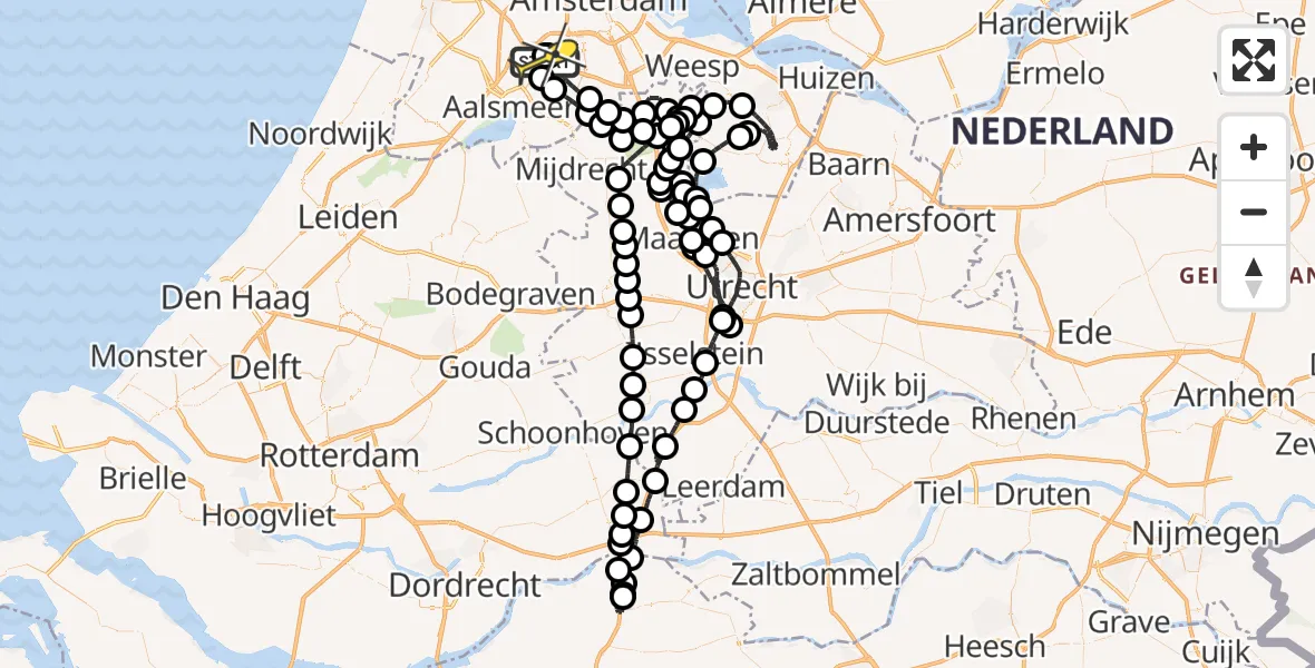 Routekaart van de vlucht: Politieheli naar Schiphol, Marinus van Meelweg
