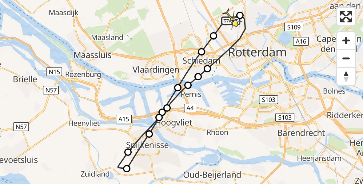 Routekaart van de vlucht: Lifeliner 2 naar Rotterdam The Hague Airport, Linatebaan