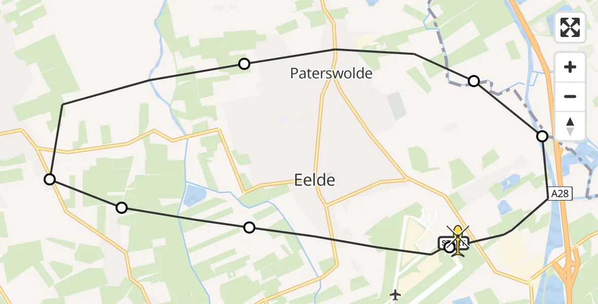 Routekaart van de vlucht: Lifeliner 4 naar Groningen Airport Eelde, De Drift