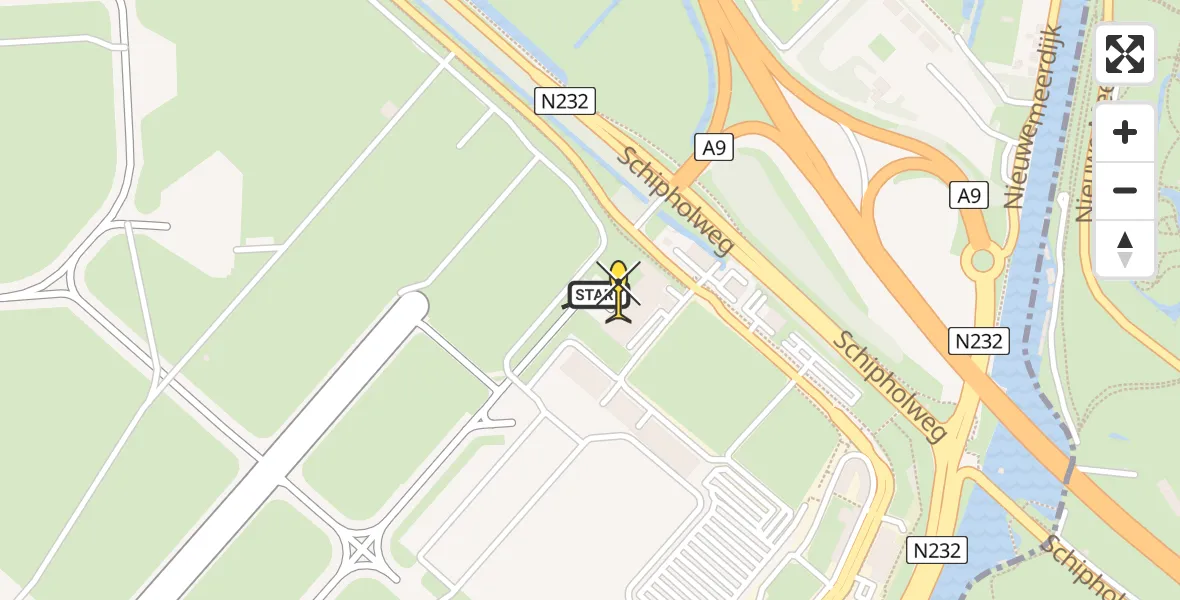 Routekaart van de vlucht: Politieheli naar Schiphol, Walaardt Sacréstraat