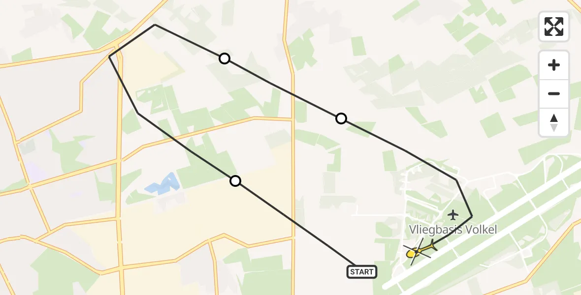Routekaart van de vlucht: Lifeliner 3 naar Vliegbasis Volkel, Jagersveld