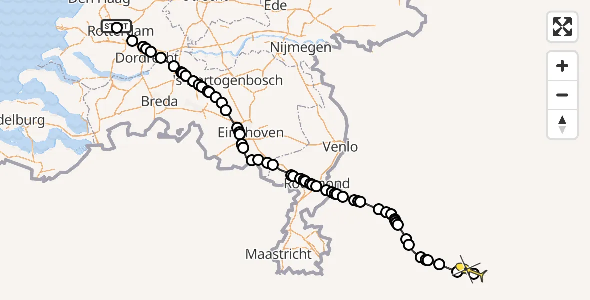 Routekaart van de vlucht: Traumaheli naar Sankt Augustin, Deelenpad