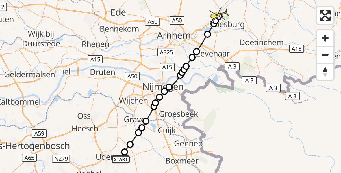 Routekaart van de vlucht: Lifeliner 3 naar Dieren, Houtvennen