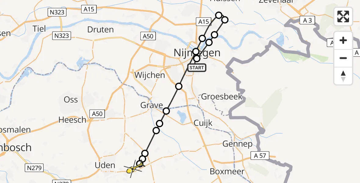 Routekaart van de vlucht: Lifeliner 3 naar Vliegbasis Volkel, St. Annastraat