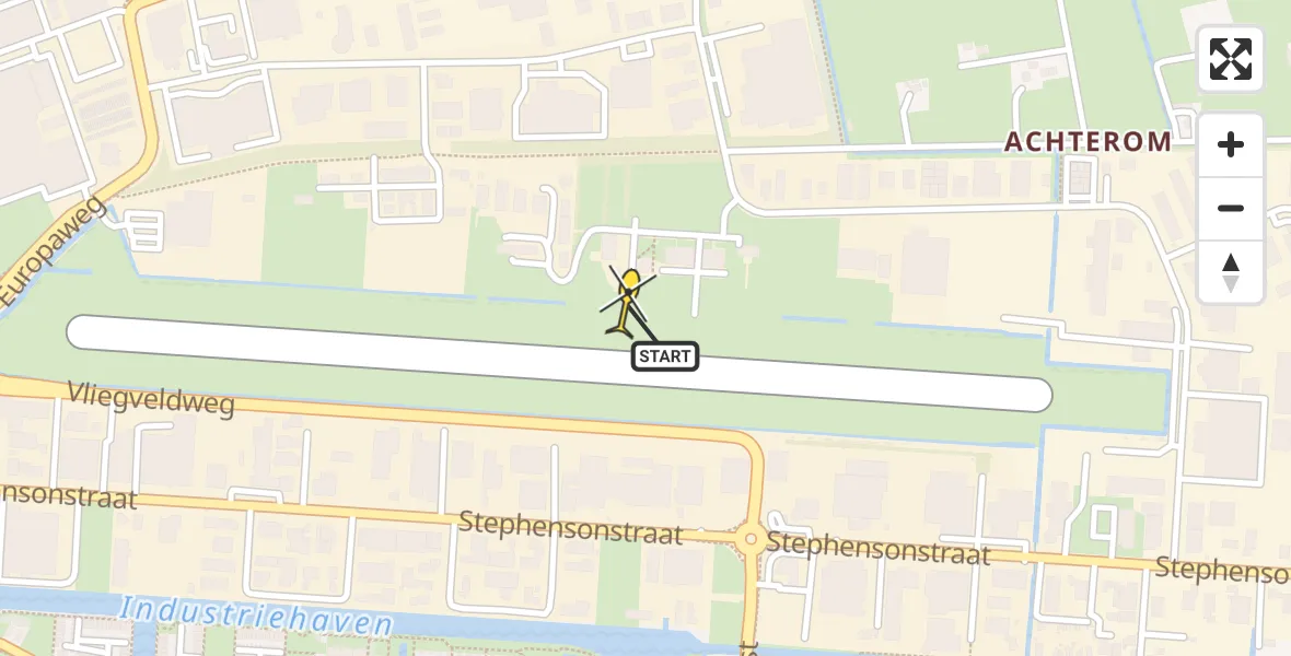 Routekaart van de vlucht: Politieheli naar Vliegveld Hoogeveen, Plesmanstraat