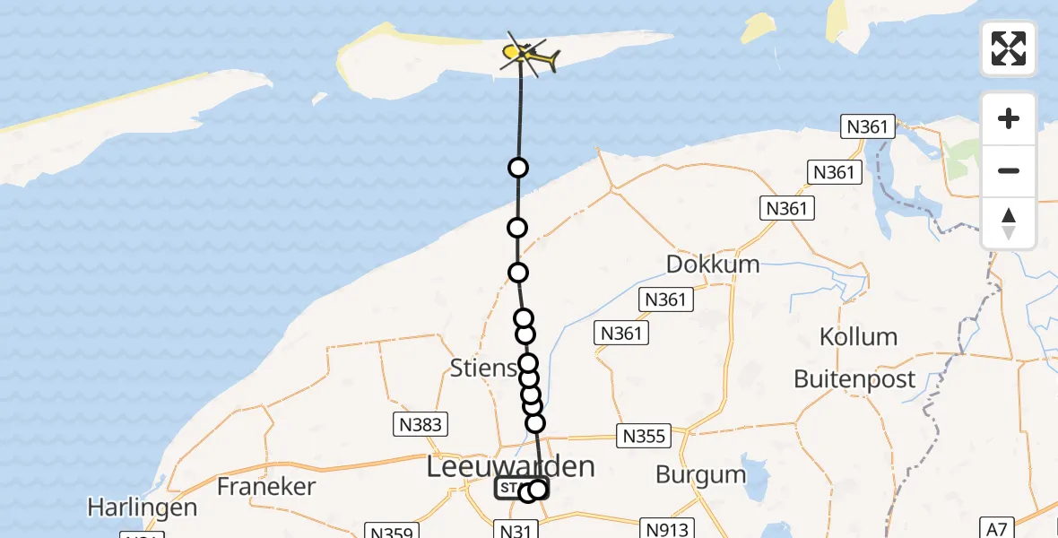 Routekaart van de vlucht: Ambulancehelikopter naar Buren, Ereprijs