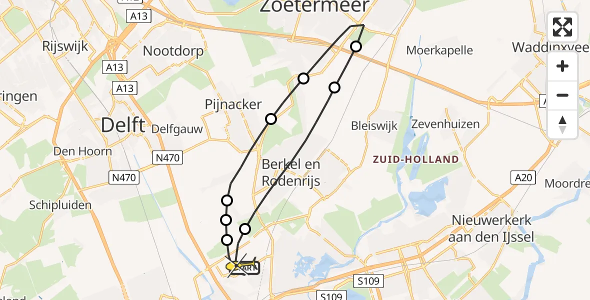 Routekaart van de vlucht: Lifeliner 2 naar Rotterdam The Hague Airport, A16 Rotterdam