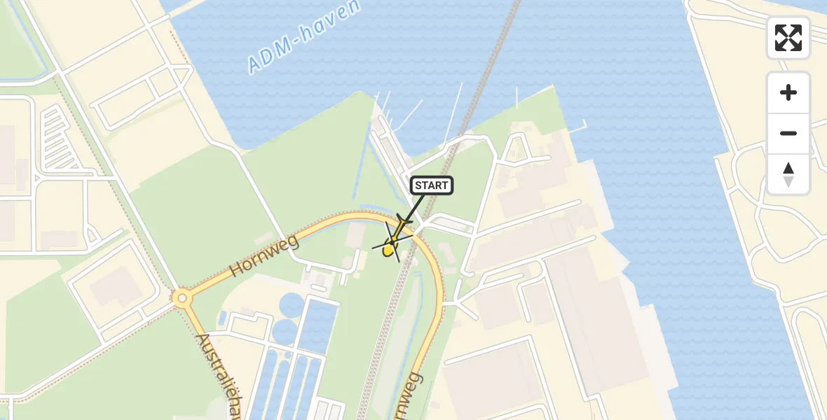 Routekaart van de vlucht: Lifeliner 1 naar Amsterdam Heliport, Capriweg