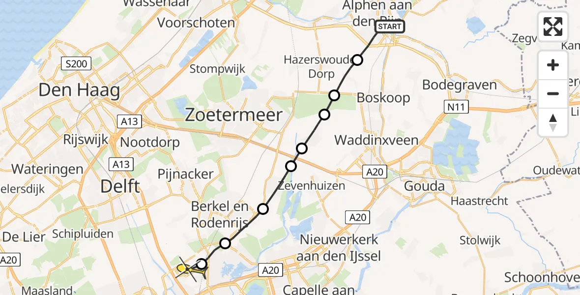 Routekaart van de vlucht: Lifeliner 2 naar Rotterdam The Hague Airport, Japanstraat