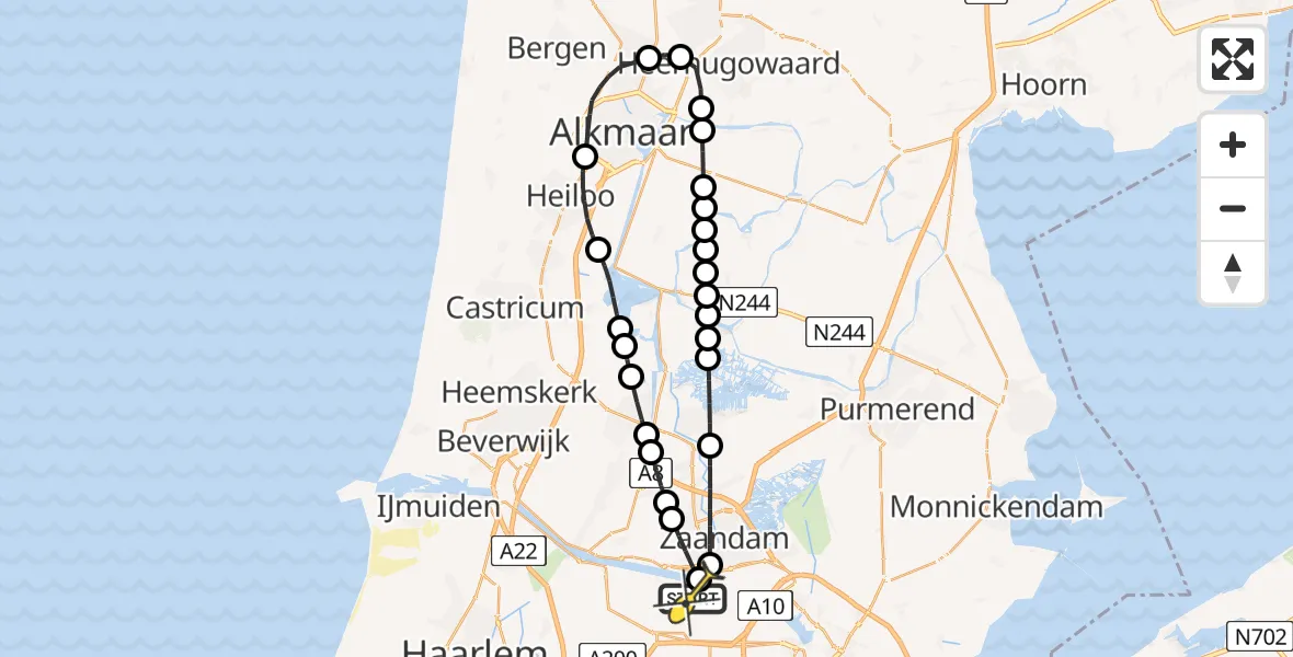 Routekaart van de vlucht: Lifeliner 1 naar Amsterdam Heliport, Hornweg