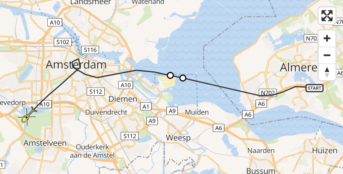 Routekaart van de vlucht: Politieheli naar Amsterdam, Noorderdreef
