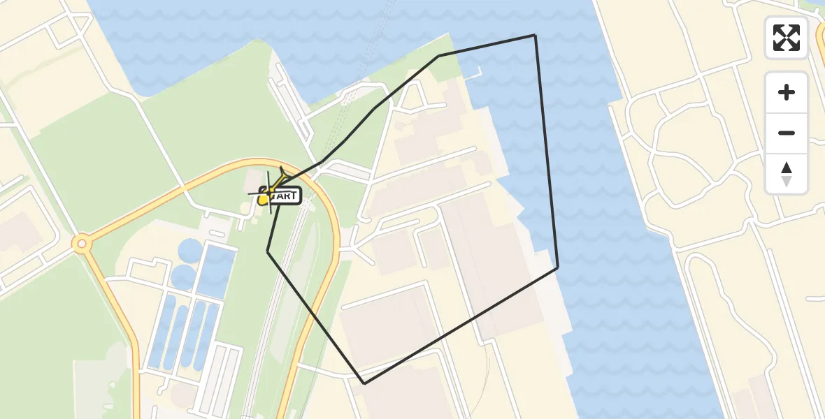 Routekaart van de vlucht: Lifeliner 1 naar Amsterdam Heliport, Hemtunnel