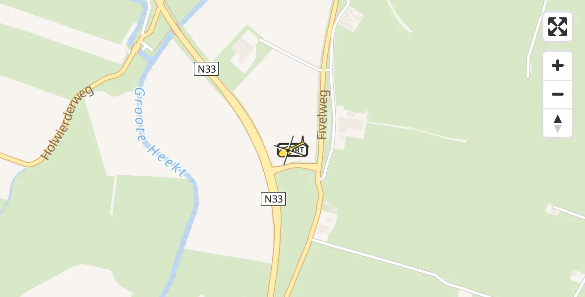 Routekaart van de vlucht: Lifeliner 4 naar Holwierde, Fivelweg