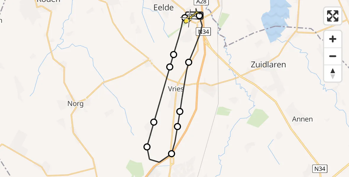 Routekaart van de vlucht: Lifeliner 4 naar Groningen Airport Eelde, Machlaan