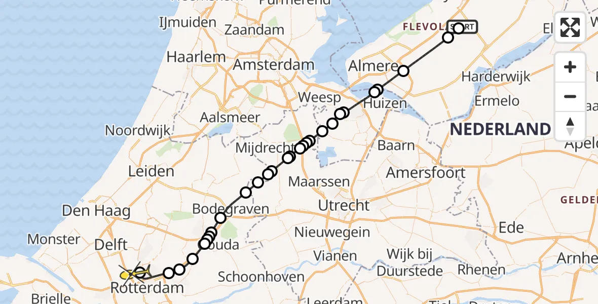 Routekaart van de vlucht: Lifeliner 2 naar Rotterdam The Hague Airport, Eendenweg