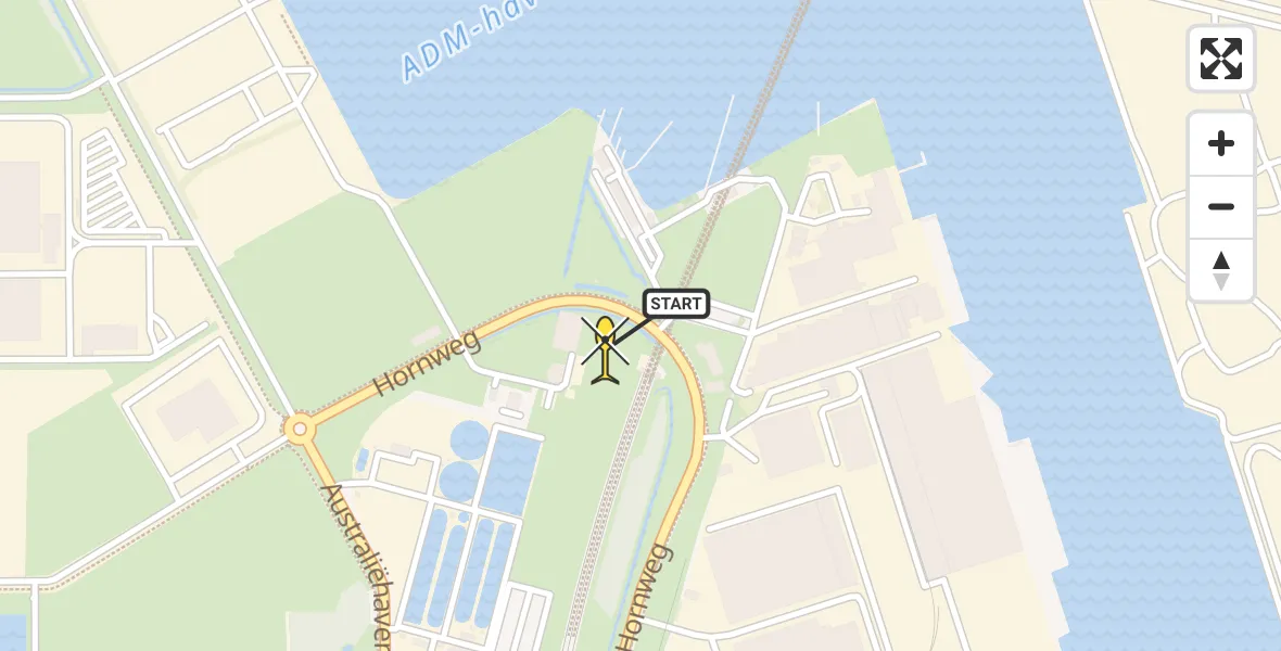 Routekaart van de vlucht: Lifeliner 1 naar Amsterdam Heliport, Hornweg