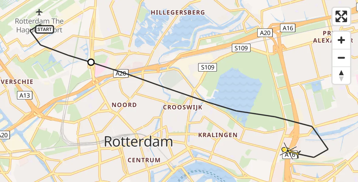 Routekaart van de vlucht: Lifeliner 2 naar Rotterdam, Albert Sabinhof