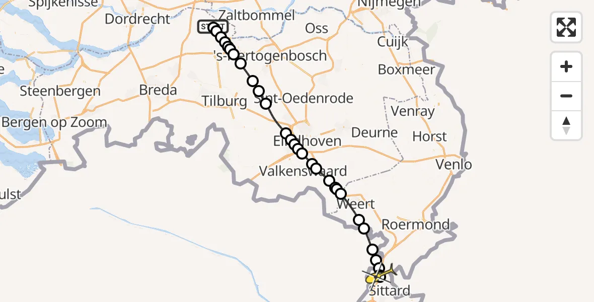 Routekaart van de vlucht: Lifeliner 3 naar Born, Eendenveld