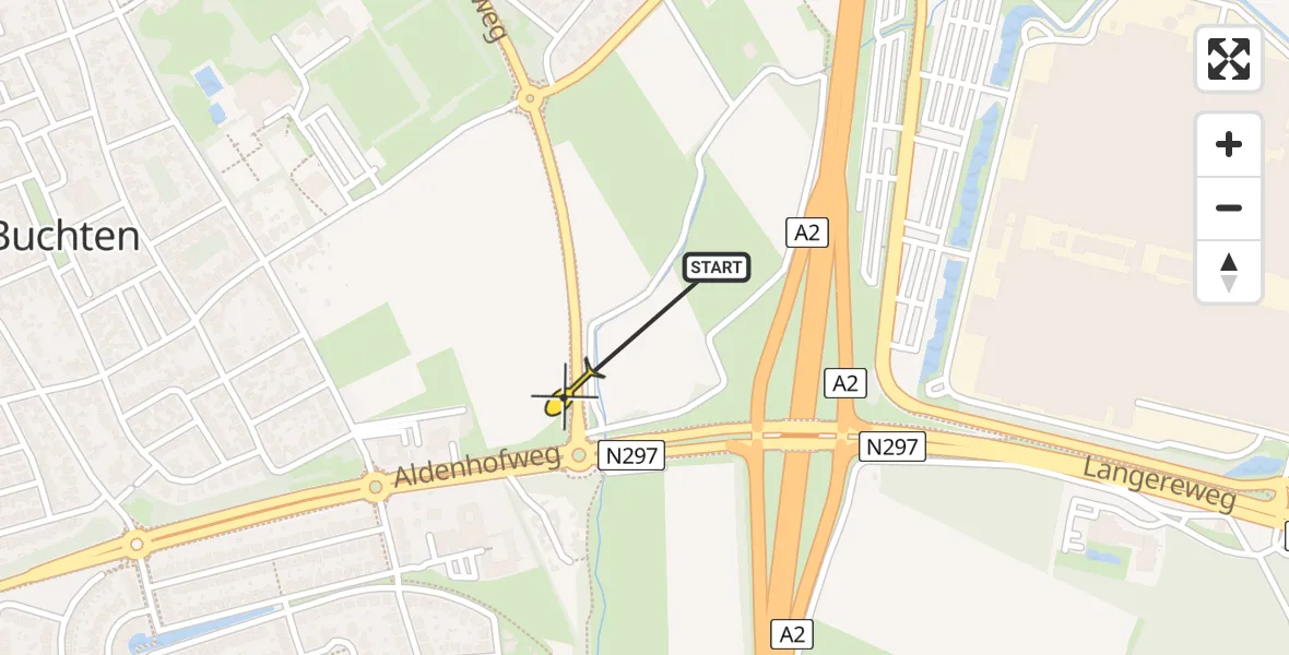 Routekaart van de vlucht: Lifeliner 3 naar Buchten, Verloren van Themaatweg