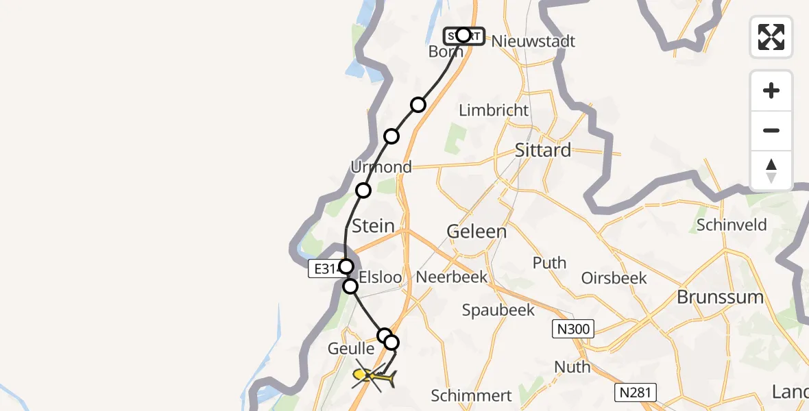 Routekaart van de vlucht: Lifeliner 3 naar Maastricht Aachen Airport, Kempstraat