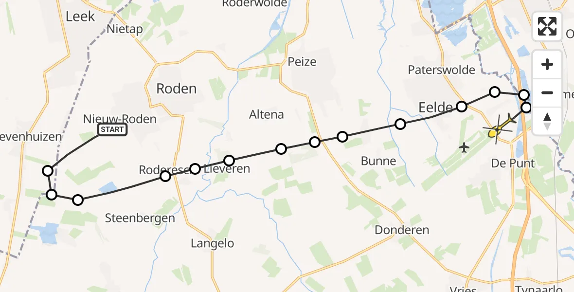 Routekaart van de vlucht: Lifeliner 4 naar Groningen Airport Eelde, Zevenhuisterweg