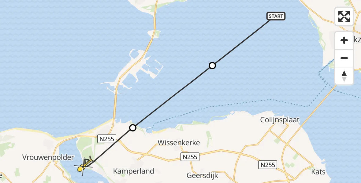Routekaart van de vlucht: Lifeliner 2 naar Kamperland, Roggenplaat