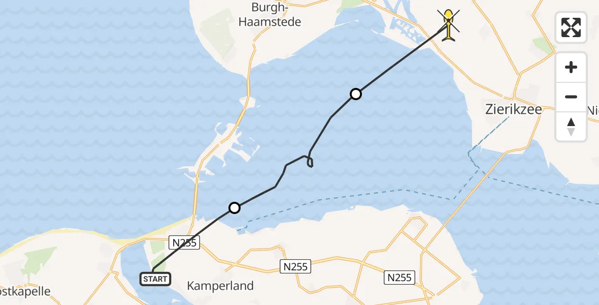 Routekaart van de vlucht: Lifeliner 2 naar Kerkwerve, Ruiterplaat