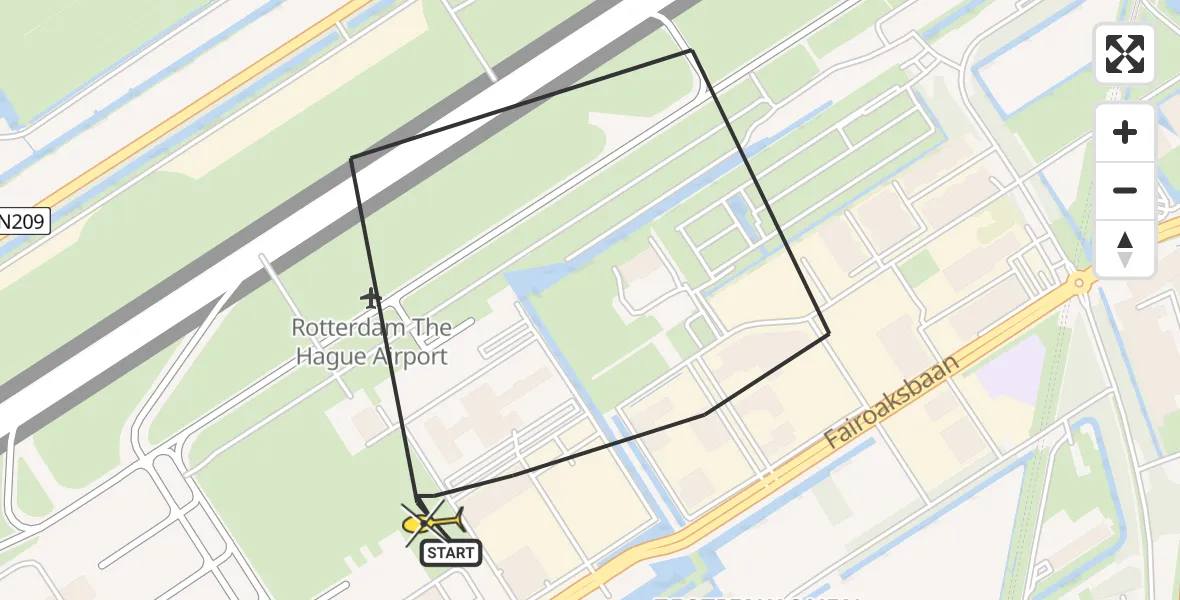 Routekaart van de vlucht: Lifeliner 2 naar Rotterdam The Hague Airport, Brandenburgbaan